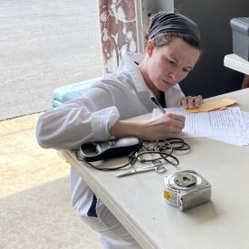 Team member collecting data